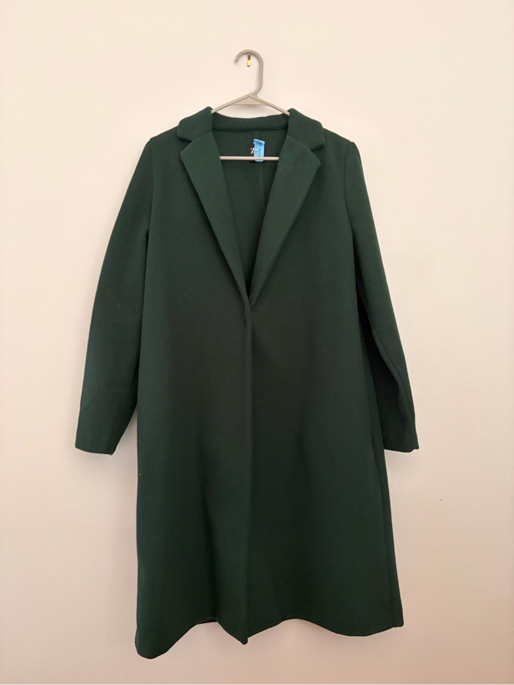 Dark Green Women's Long Wool-Blend Coat